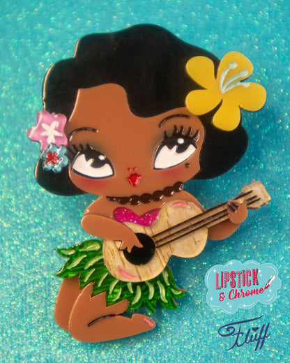 Hula Lula Tiki Girl Brooch by Miss Fluff x Lipstick & Chrome
