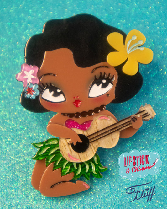 Hula Lula Tiki Girl Brooch by Miss Fluff x Lipstick & Chrome
