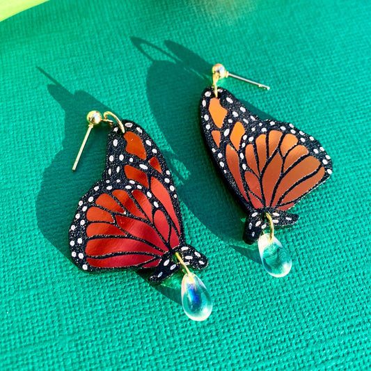 Garden Queen Acrylic Monarch Statement Earrings